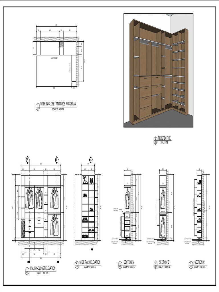 Walk-In Closet and Shoe Rack Design | PDF | Wood Products | Building ...
