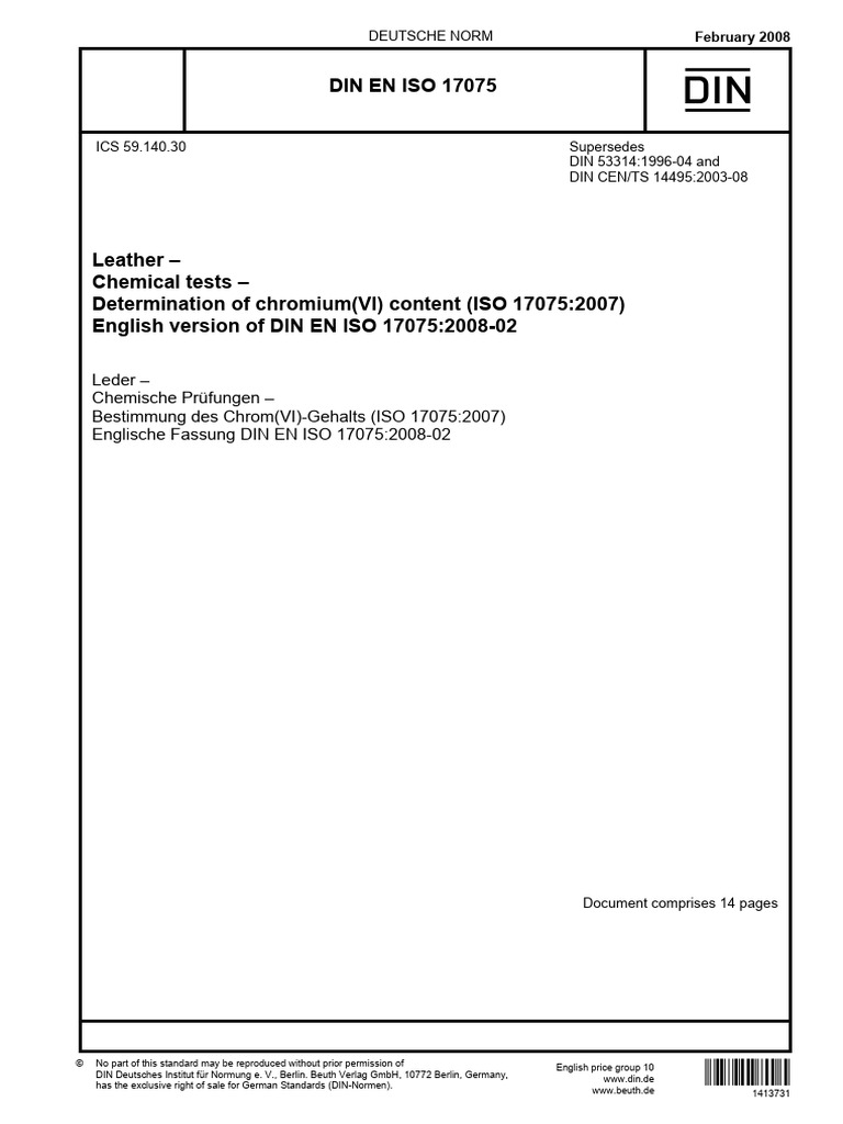 Din Iso 17075-2008-Cr Vi - in Leather | PDF | Chemistry