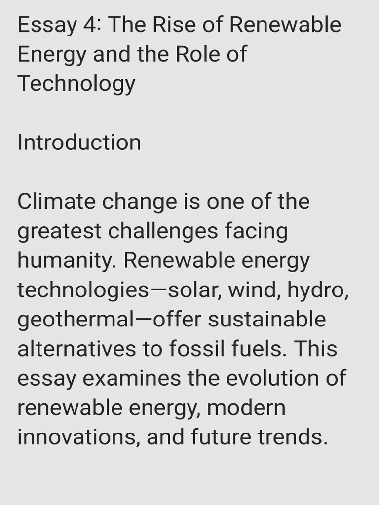 The Rise of Renewable Energy and The Role of Technology | PDF