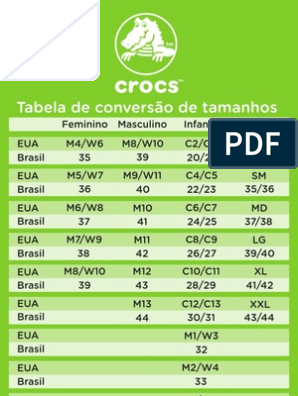 CROCS Tabela Conversao Medidas | PDF