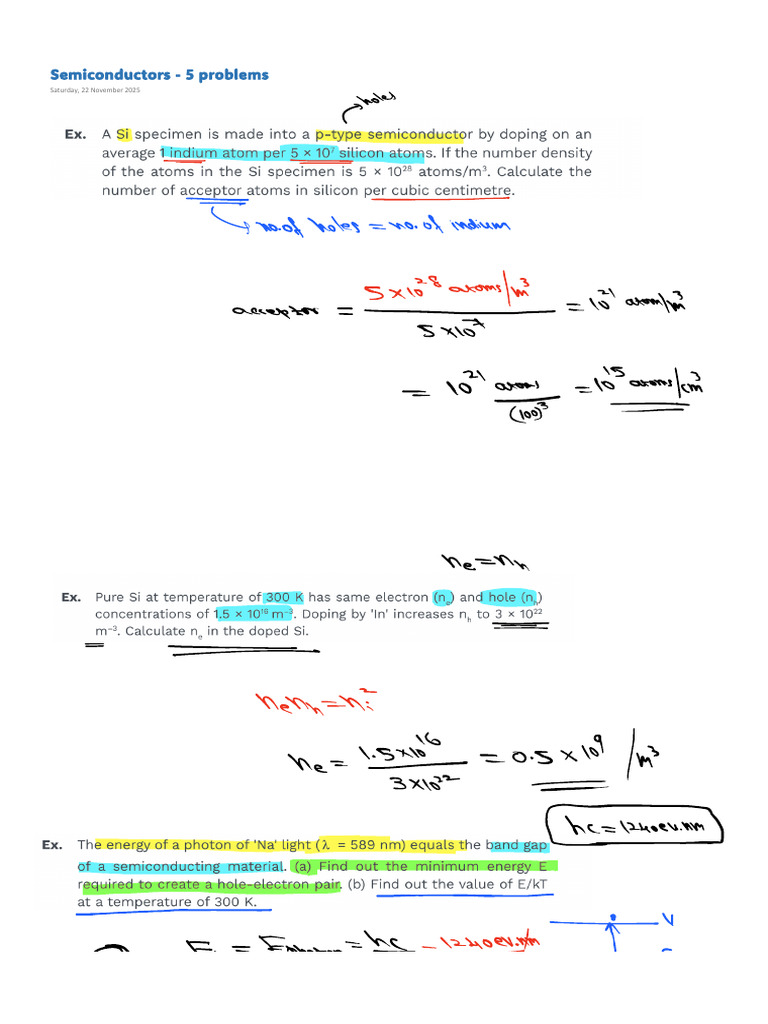 Semiconductors - 5 Problems | PDF
