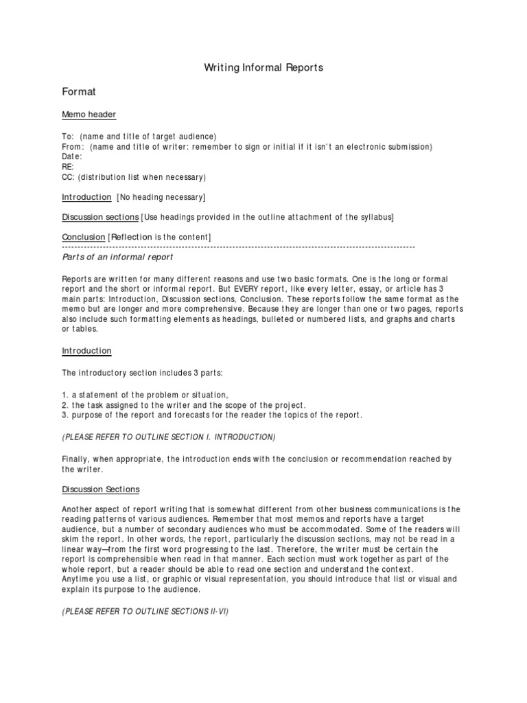 Informal Report Writing Guidelines | PDF | Memorandum | Paragraph
