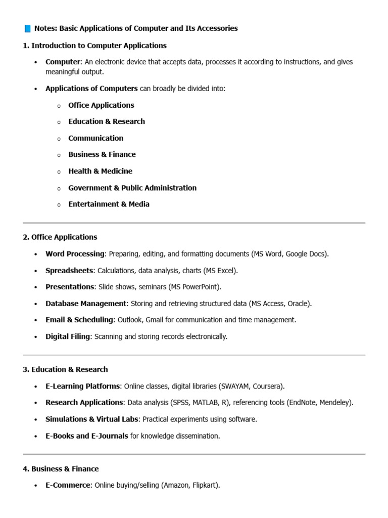 Computer Applications and Accessories Guide | PDF | Computer Network ...
