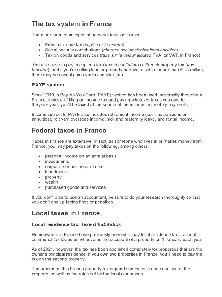 Understanding France's Tax System | PDF | Taxes | Estate Tax In The ...
