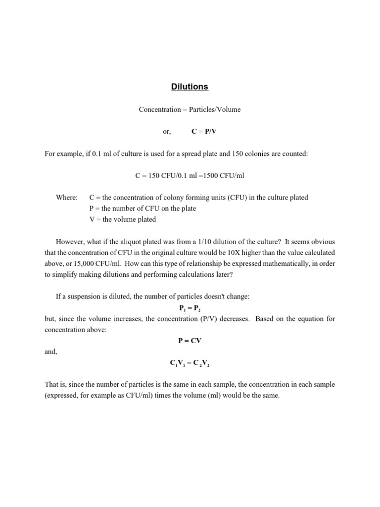 Dilution PDF Colony Forming Unit Biology