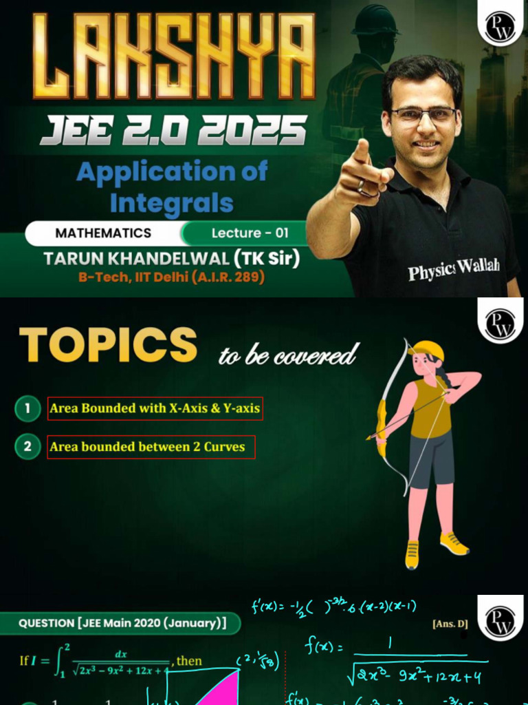 Application of Integrals 01 Class Notes Lakshya JEE 2-0-2025 | PDF