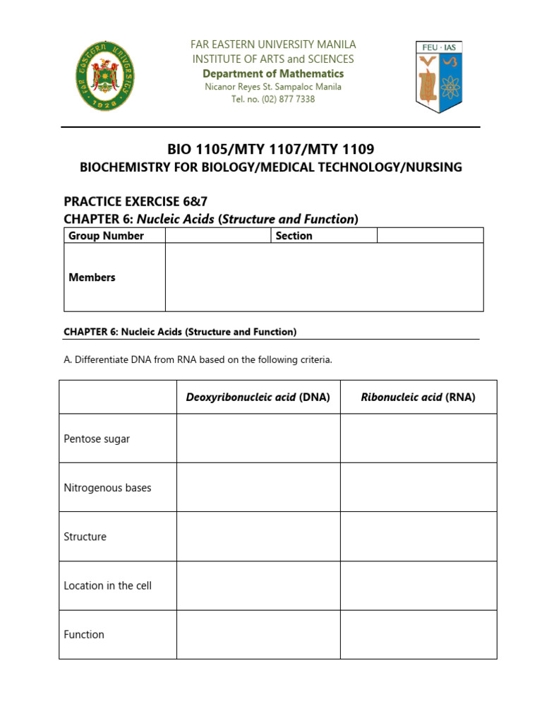 Biochemistry - Practice Exercise 6 and 7 | PDF | Dna | Dna Replication