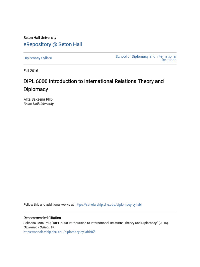 DIPL 6000: Intro to International Relations | PDF | International ...