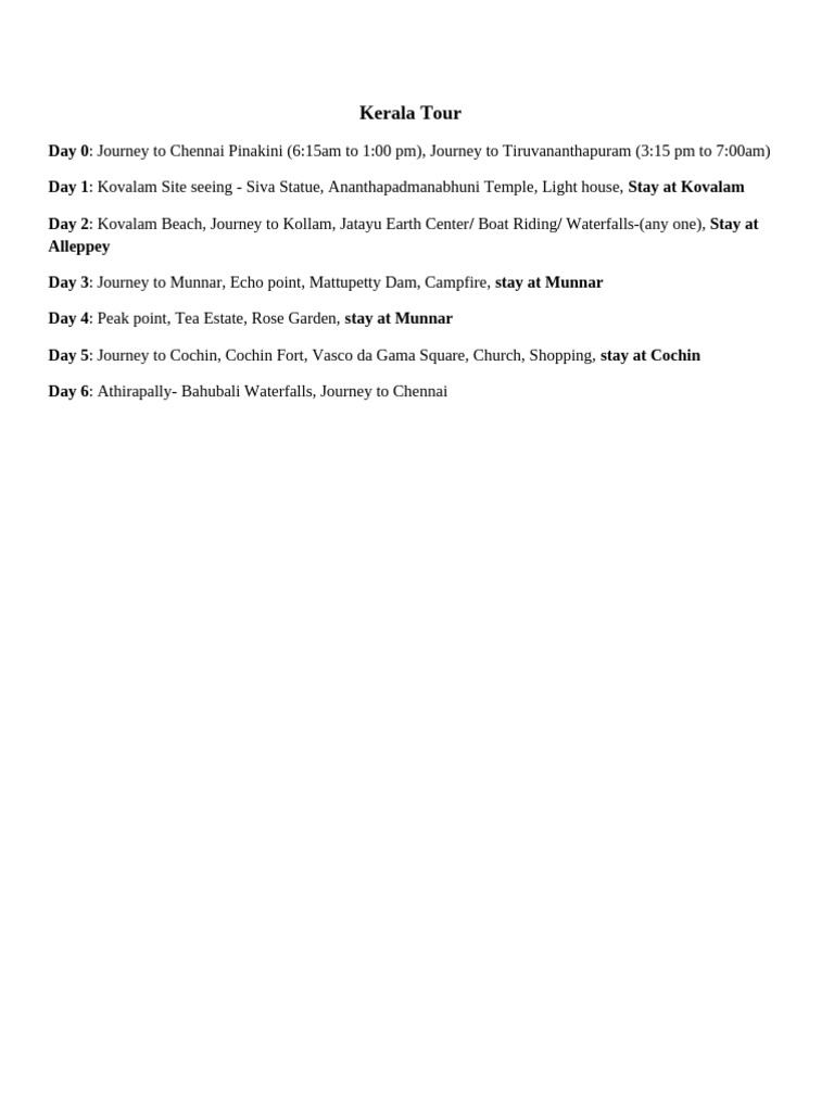 Tour Plan | PDF