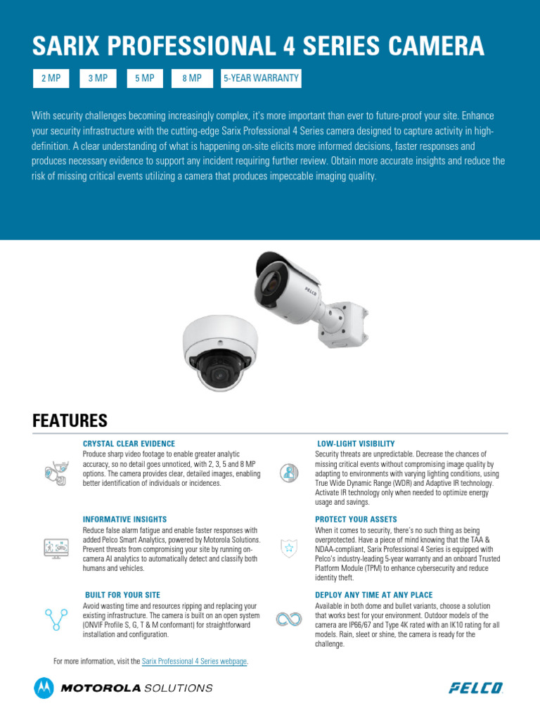 Sarix Professional 4 Series Cameras | PDF | Frame Rate | Camera