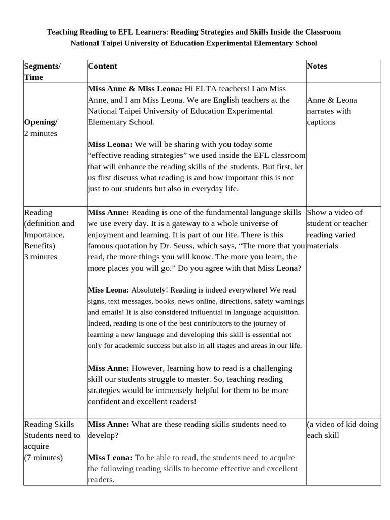 Effective Reading Strategies for EFL Learners | PDF | Reading ...