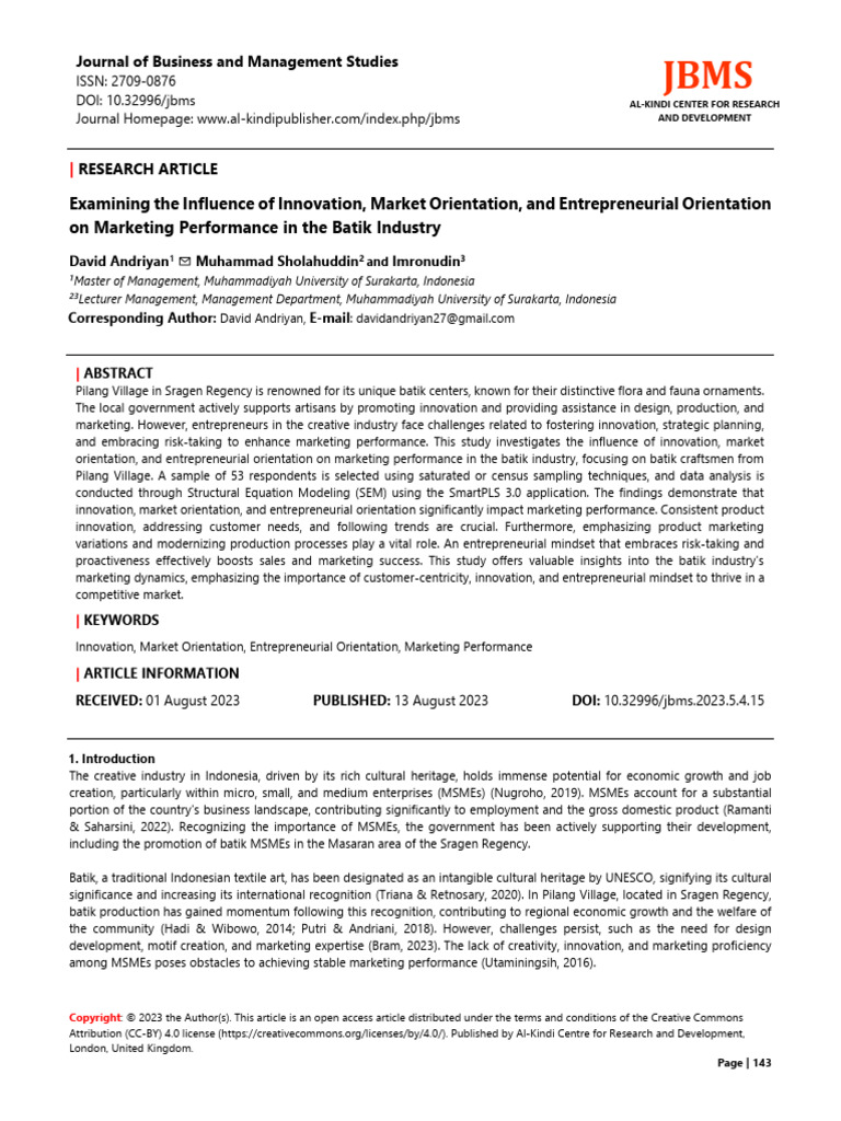 Examining The Influence of Innovation Market Orien | PDF | Coefficient ...