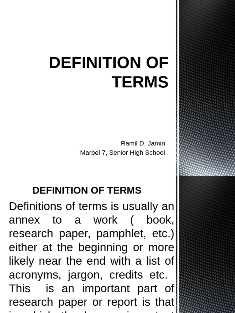 Definition of Terms | PDF