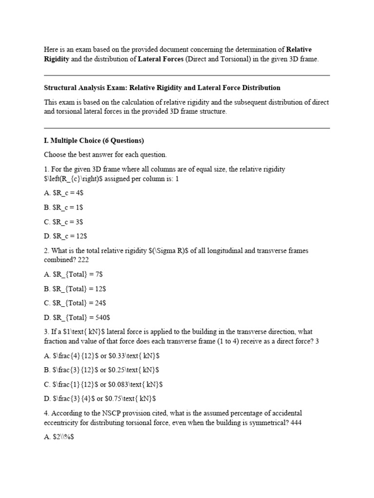 Relative Rigidity Exam | PDF | Stiffness | Force