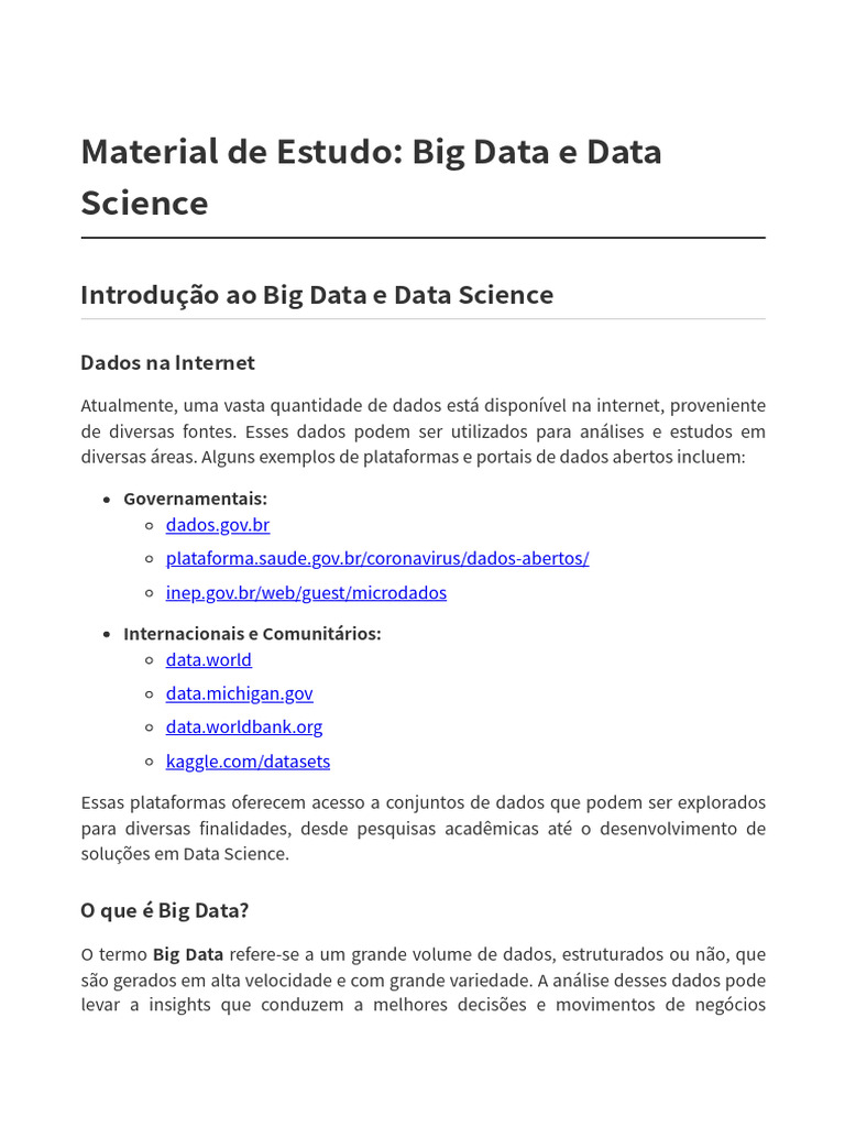 Big Data e Data Science: Guia Completo | PDF | Ciência de Dados | Big Data