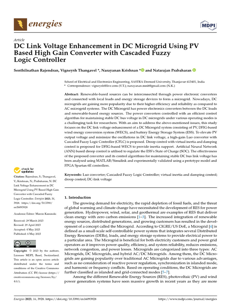 DC Microgrid Voltage Boost with Fuzzy Logic | PDF | Distributed ...