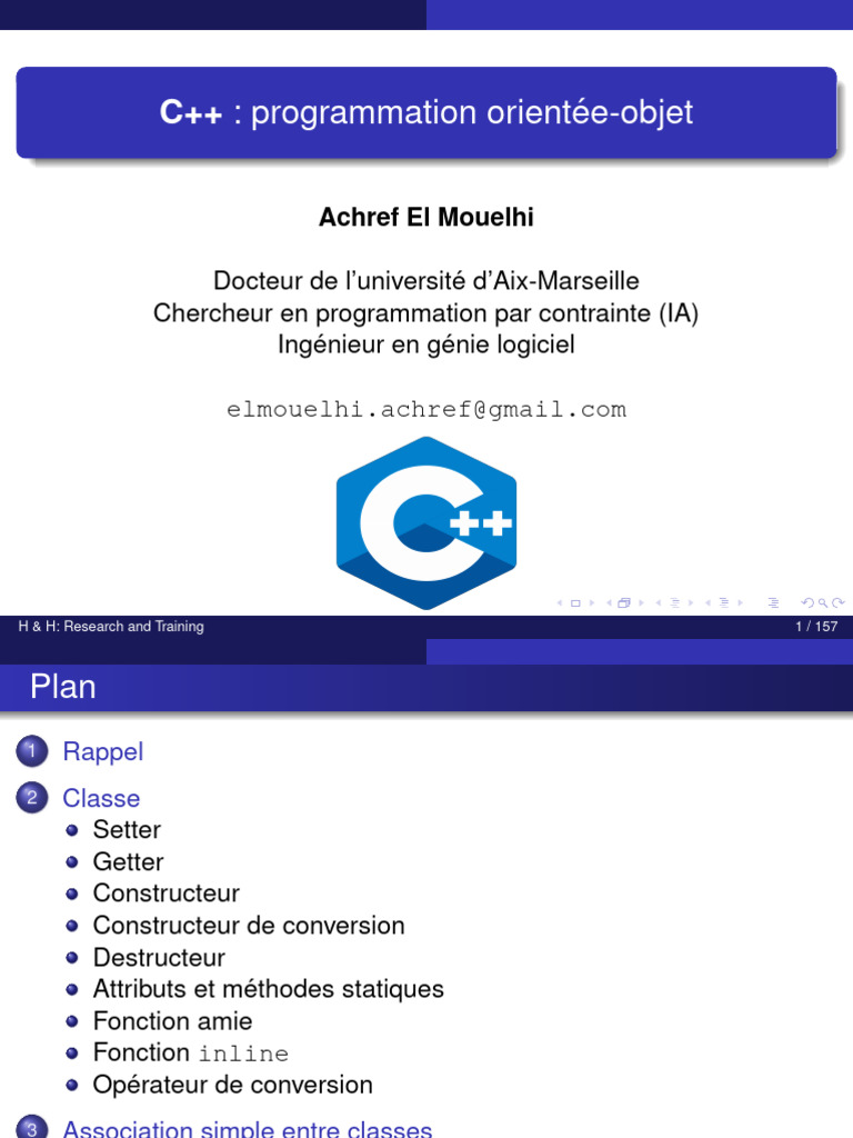 C++ : Guide de la Programmation Orientée Objet | PDF | Classe ...