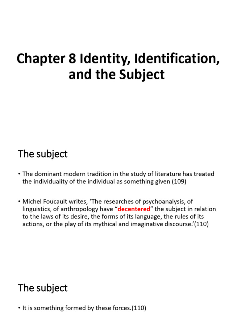Identity and Literature: The Subject's Formation | PDF