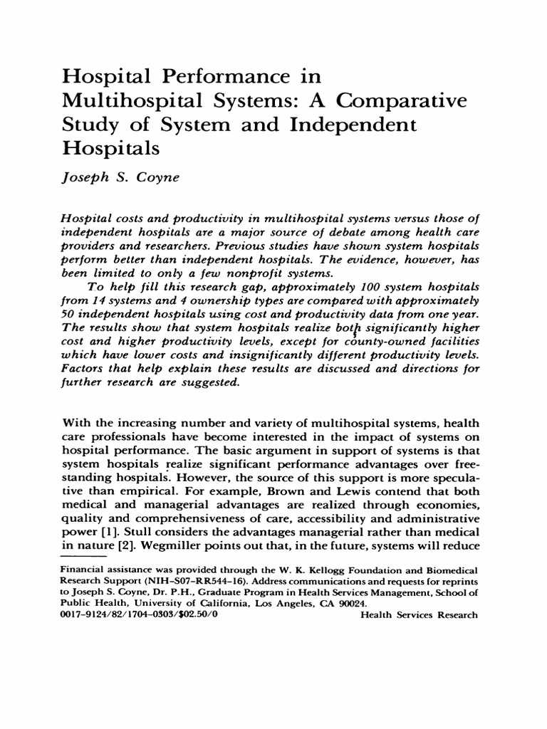 Comparative Study of Hospital Systems | PDF | Cost Of Living | Statistics