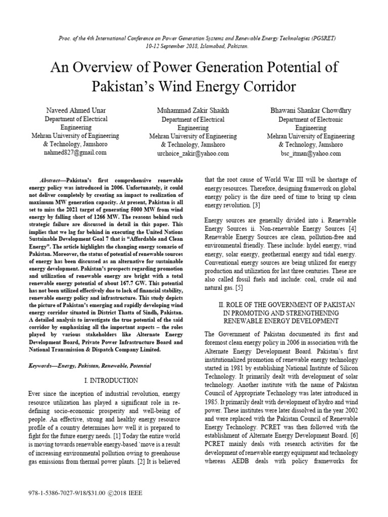 Pakistan's Wind Energy Potential Analysis | PDF | Wind Farm | Energy ...