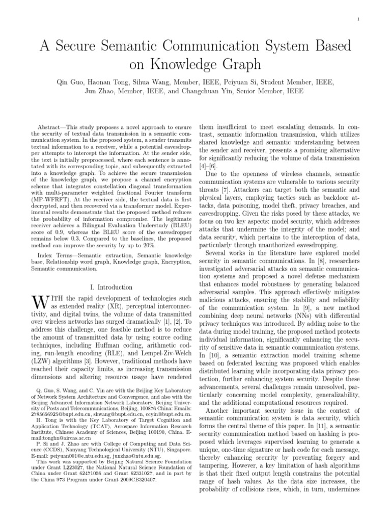 A Secure Semantic Communication System Based On Knowledge Graph | PDF ...