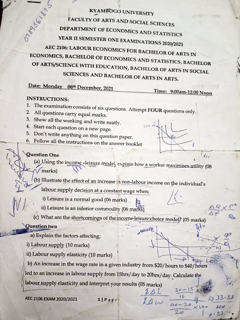 Past Papers of Labour Economics-1 | PDF