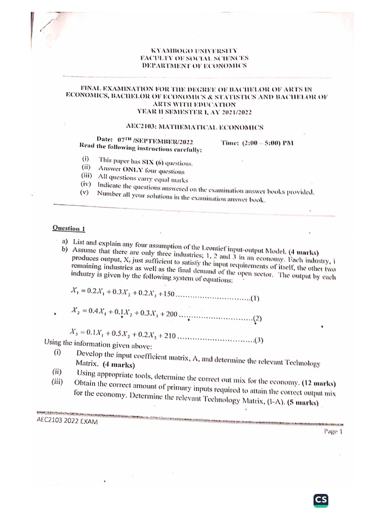 Mathematical Economics | PDF