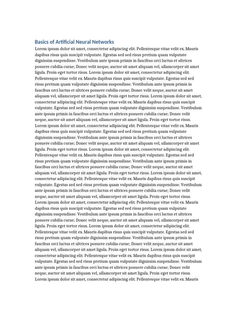 Basics of Artificial Neural Networks | PDF