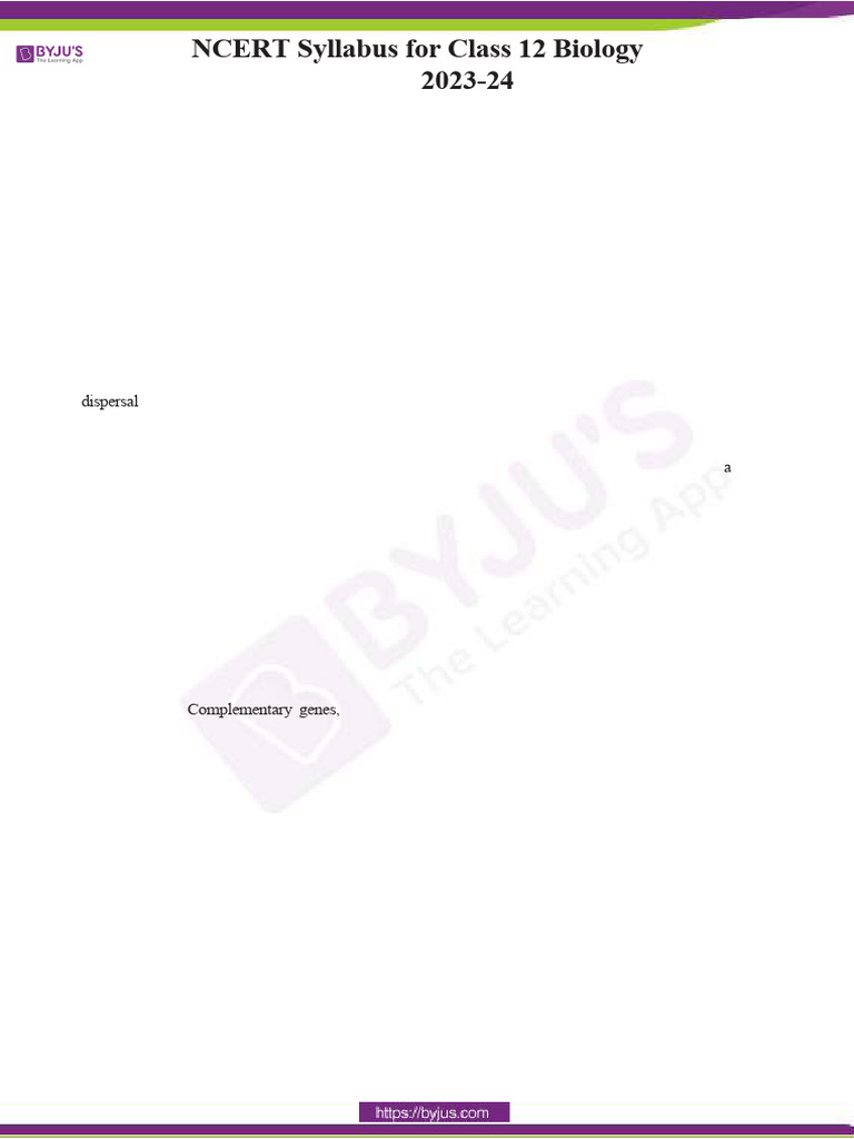 Class 12 Biology Syllabus Overview | PDF | Gene | Reproduction