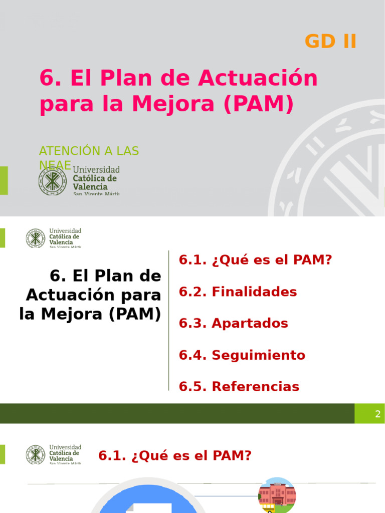 El Plan de Actuación para La Mejora (PAM) : GD Ii | PDF | Educación ...