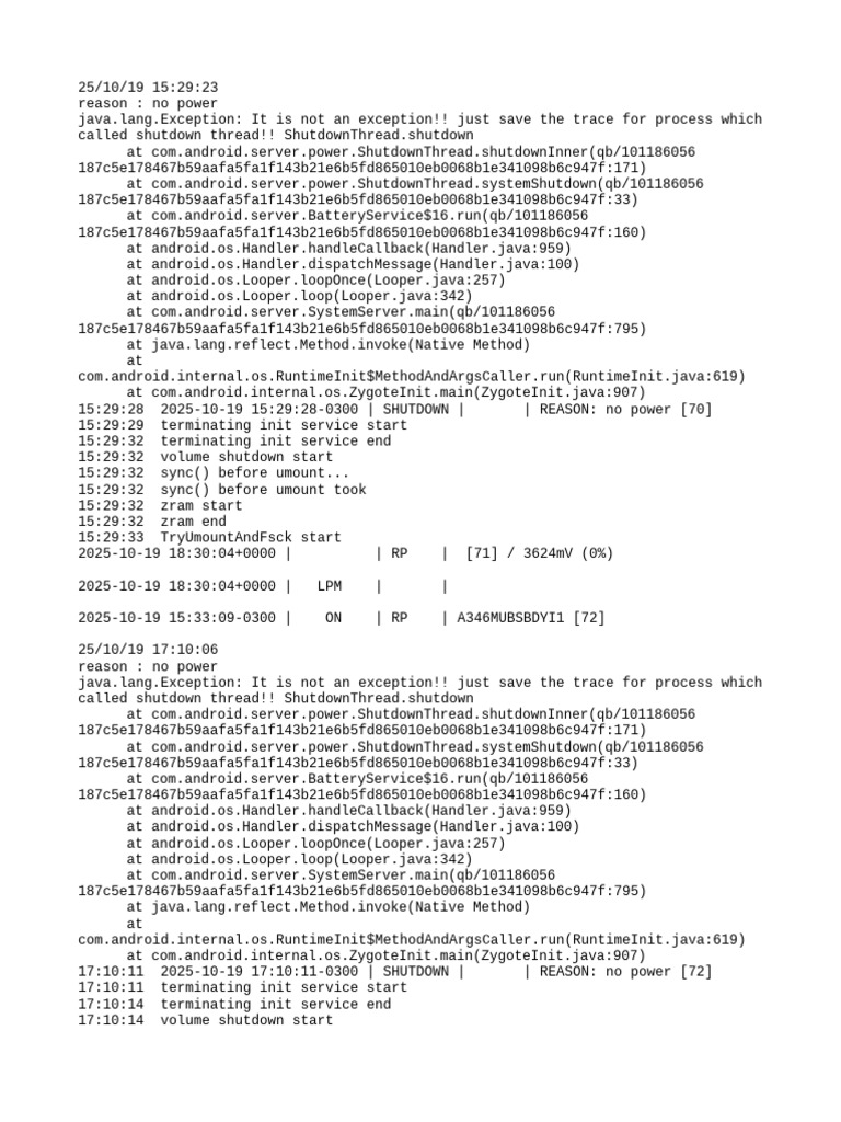 Android Shutdown Log: No Power Issues | PDF | Cloud Clients | Embedded ...