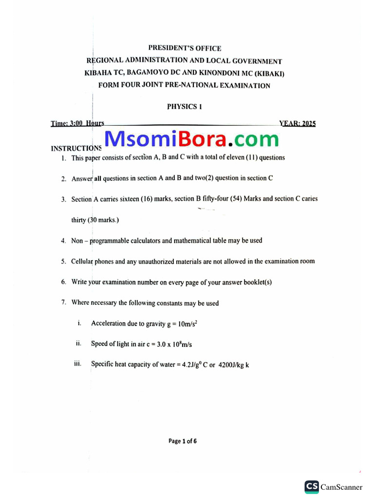 Physics 1 - Exam N Answers | PDF