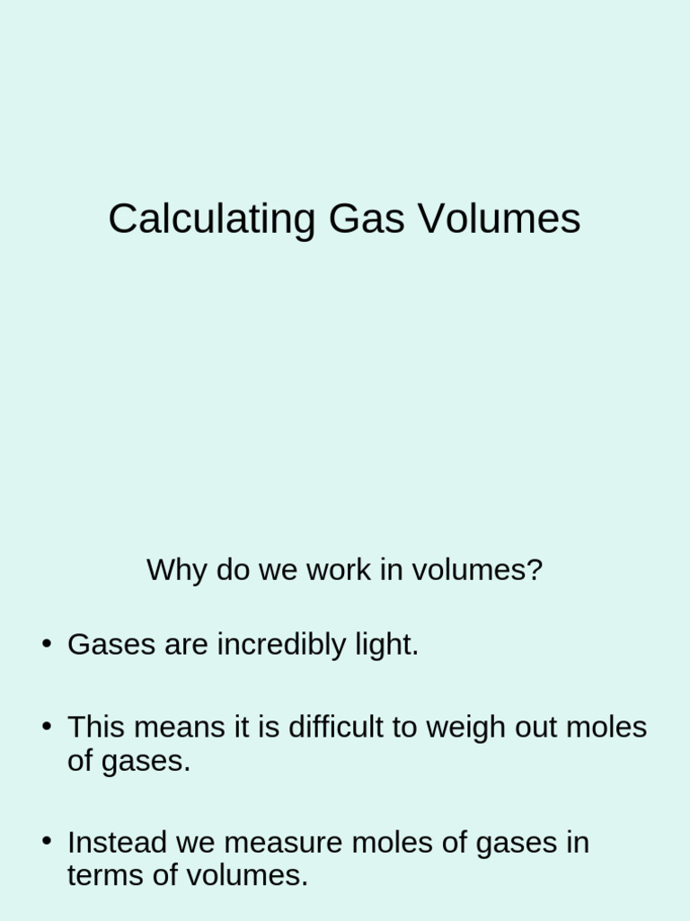 Gas Volume Calculations Explained | PDF | Carbon Dioxide | Gases