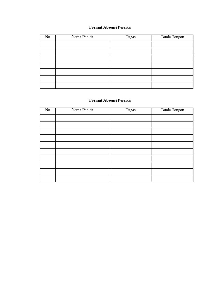 Format Absensi Peserta | PDF