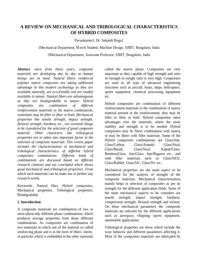 Mechanical and Tribological Review of Hybrid Composites | PDF ...