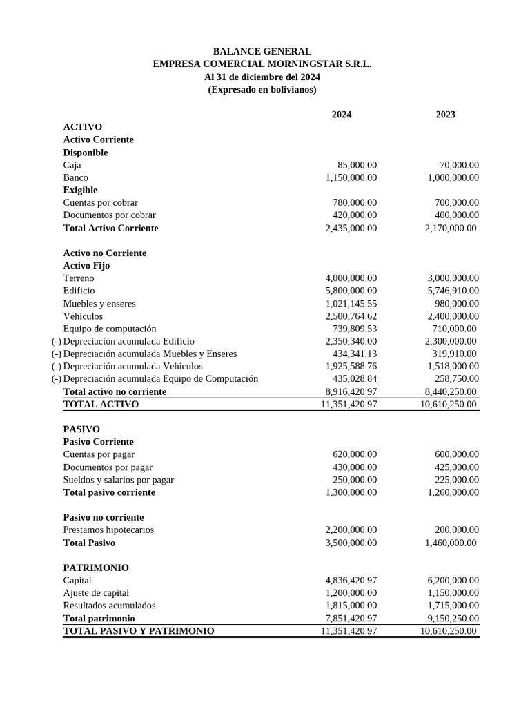 Balance General 2024 de Morningstar S.R.L. | PDF | Hoja de balance | Dell