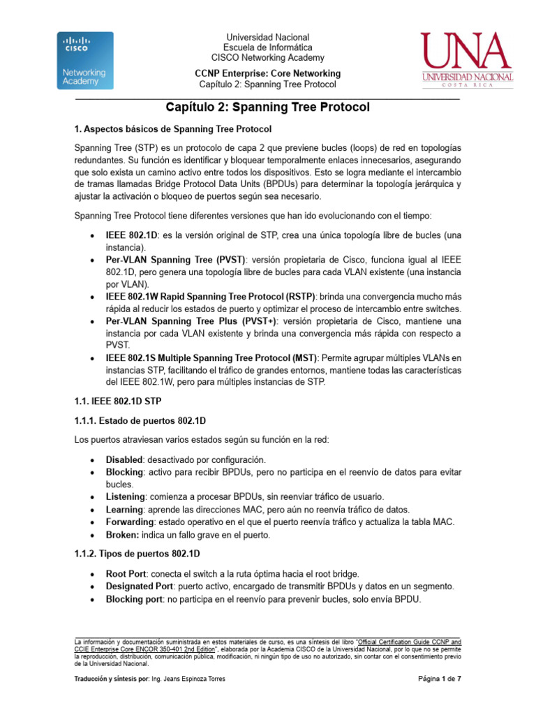 Capitulo 2 - Spanning Tree Protocol | PDF | Ethernet | Protocolos de red