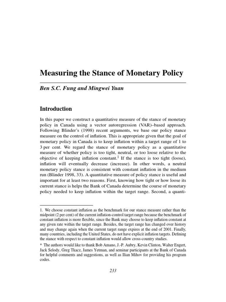 Fung and Yuan - Measuring Monetary Policy Stance | PDF | Monetary ...