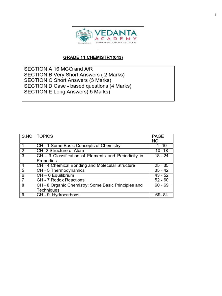 Grade 11 Chemistry Exam Format Guide | PDF | Atomic Orbital | Periodic ...