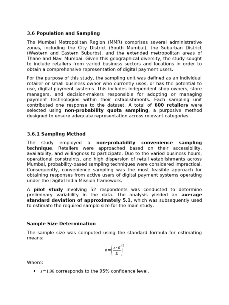 Digital Payment Retailer Sampling in MMR | PDF | Sample Size ...