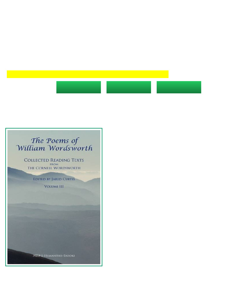 The Poems of William Wordsworth Collected Reading Texts from The ...