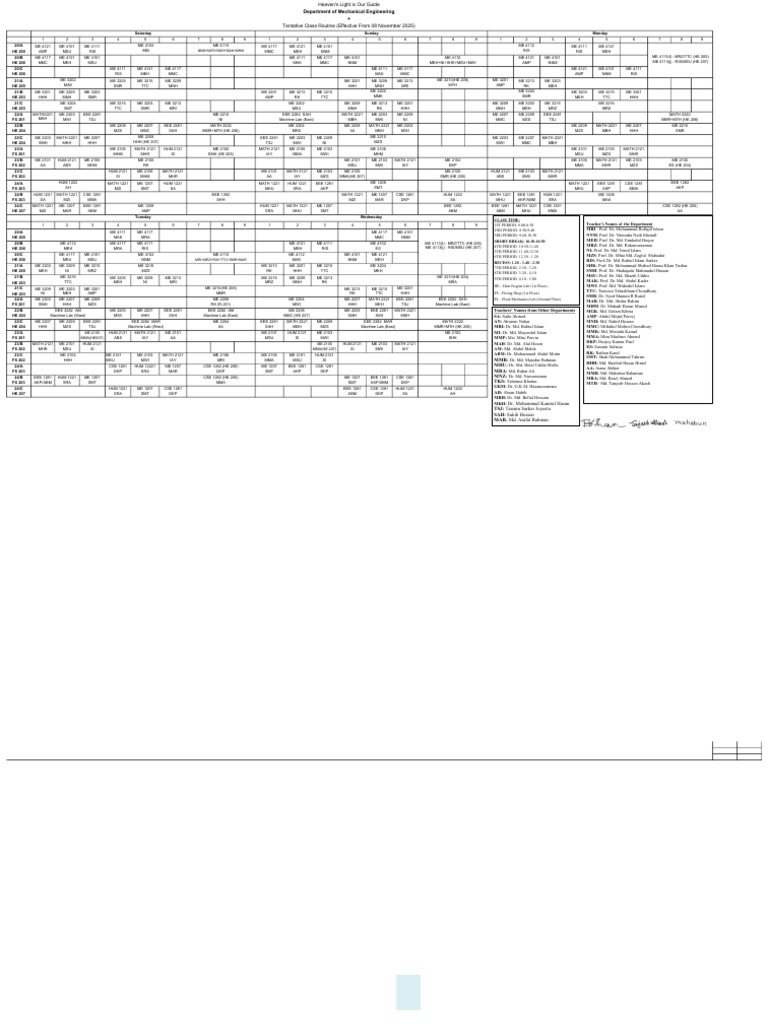 Class Routine (Effective From 08 November 2025) | PDF | Bangladesh