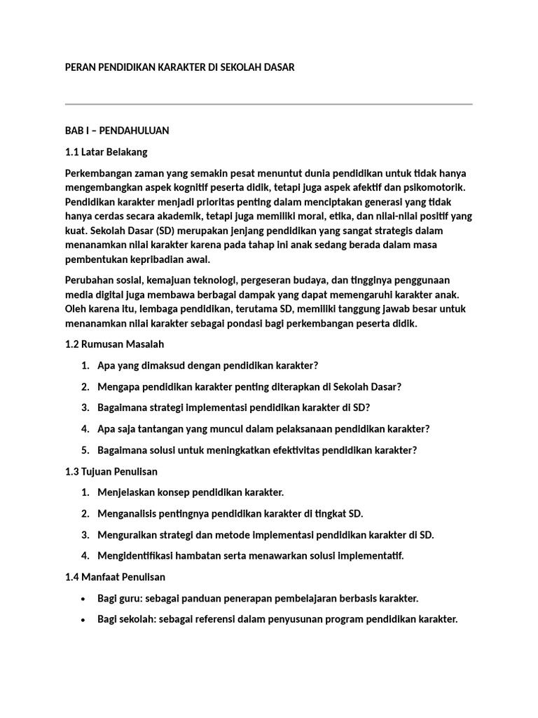 Pendidikan Karakter di Sekolah Dasar | PDF