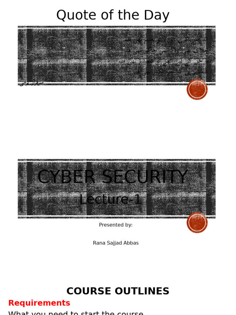 Lecture-1 Cyber Security | PDF | Security | Computer Security