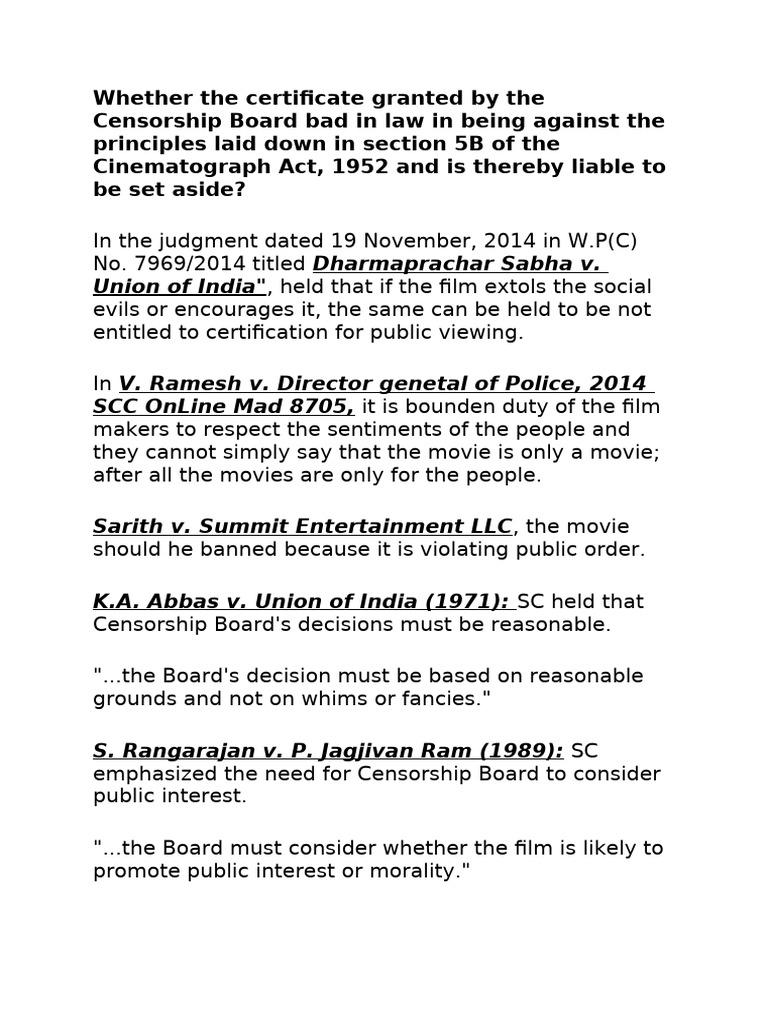 Challenge Censorship Board's Certification | PDF