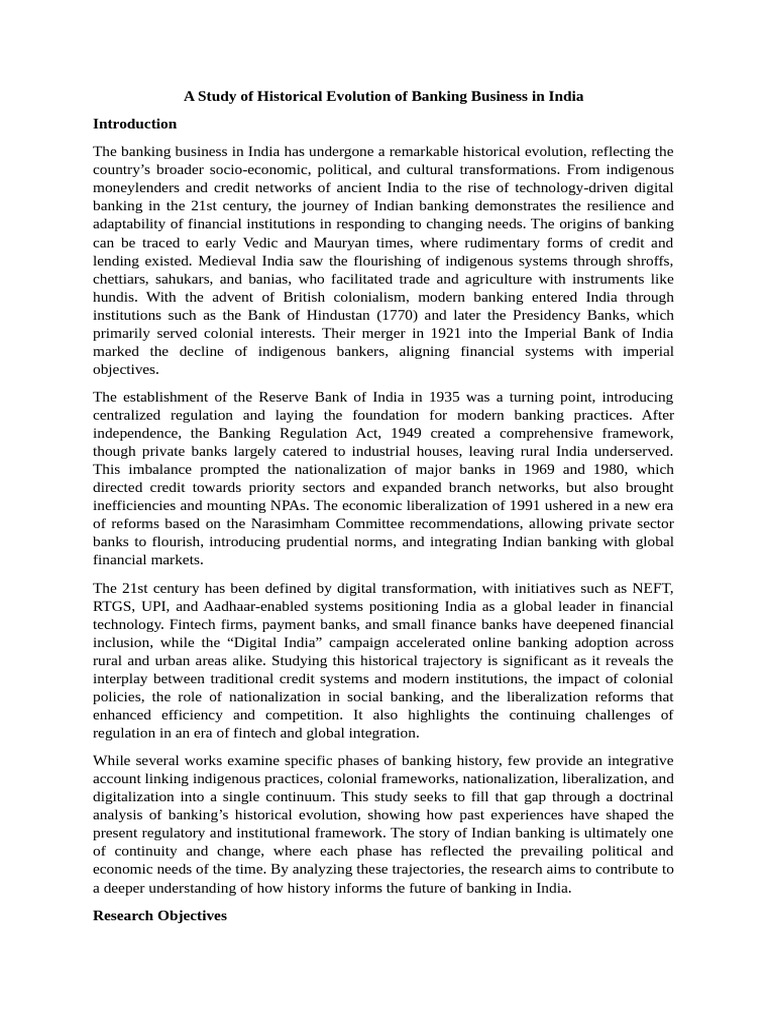 Evolution of Banking in India | PDF | Banks | Reserve Bank Of India