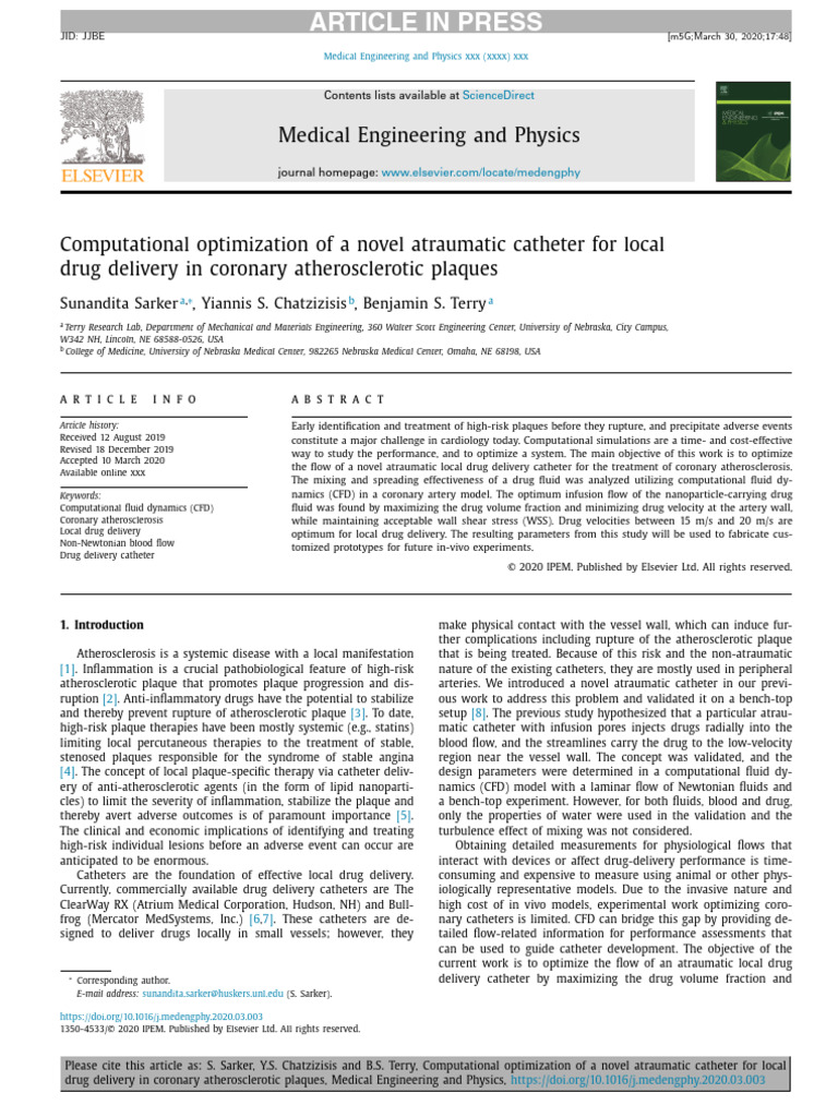 Putational Optimization of A Novel Atraumatic Catheter For Local Drug ...