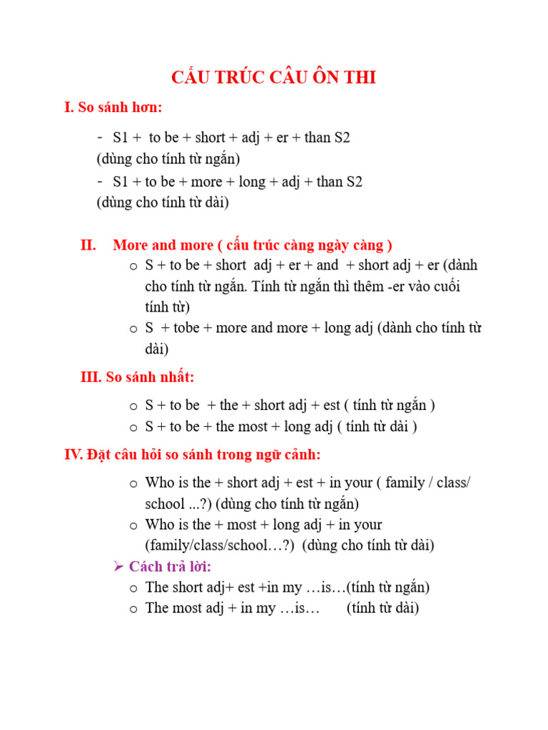 Cấu Trúc Câu Ôn Thi Tiếng Anh | PDF