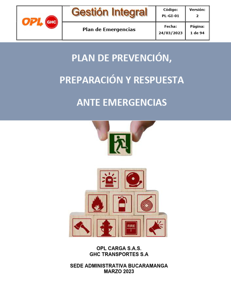 Plan de Emergencias y Riesgos 2023 | PDF | Seguridad y salud ...