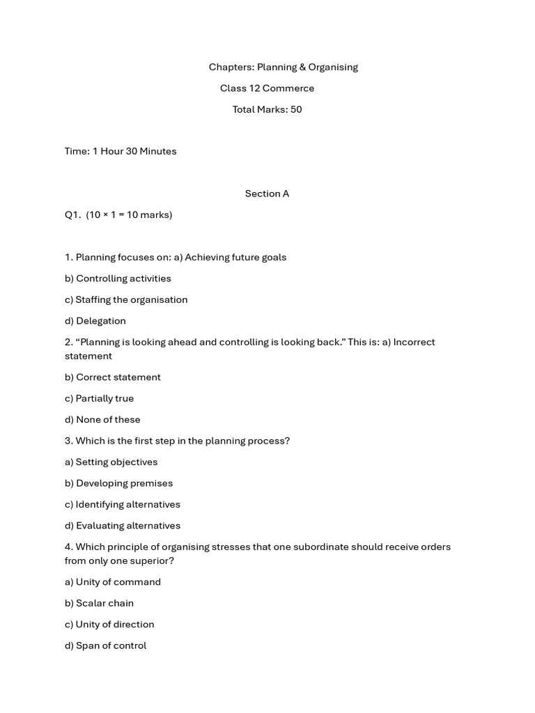 Planning and Organizing Chapter | PDF | Business | Economies